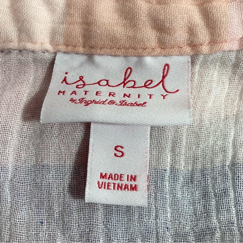 Isabel Maternity Plaid Tunic Top Pink Blue Tie Waist - Picture 10 of 14
